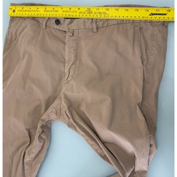 SUITSUPPLY Porto Novo Pants Mens 36x33 Pure Cotton Khaki Chinos Tan Beige - Picture 7 of 10